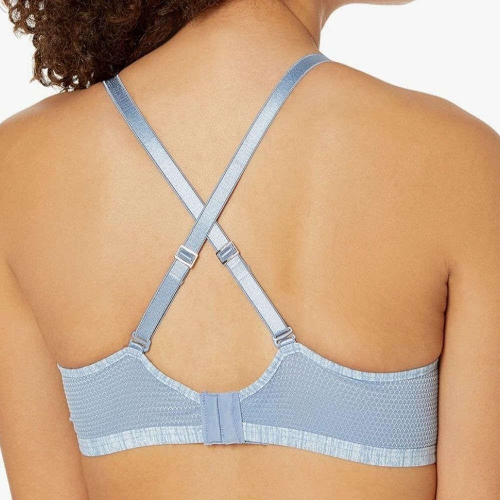 Hanes Oh So Light ComfortFlex Wire Free Bra Bralette, Denim Blue Heather, S - Picture 3 of 14